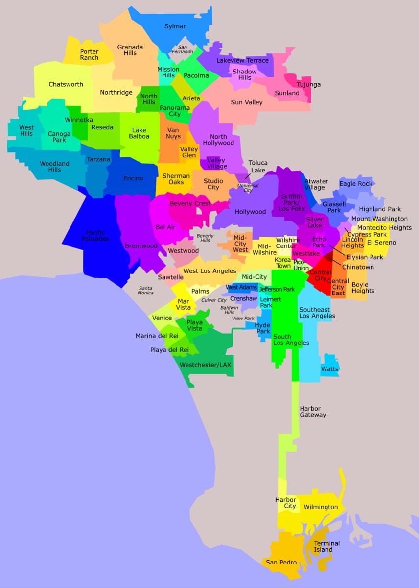 洛杉矶地区的地图