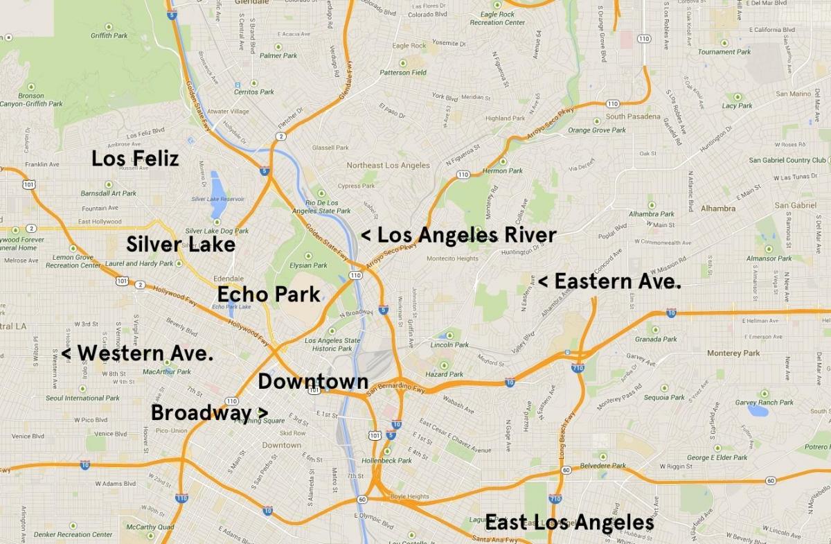 地图回声公园的洛杉矶