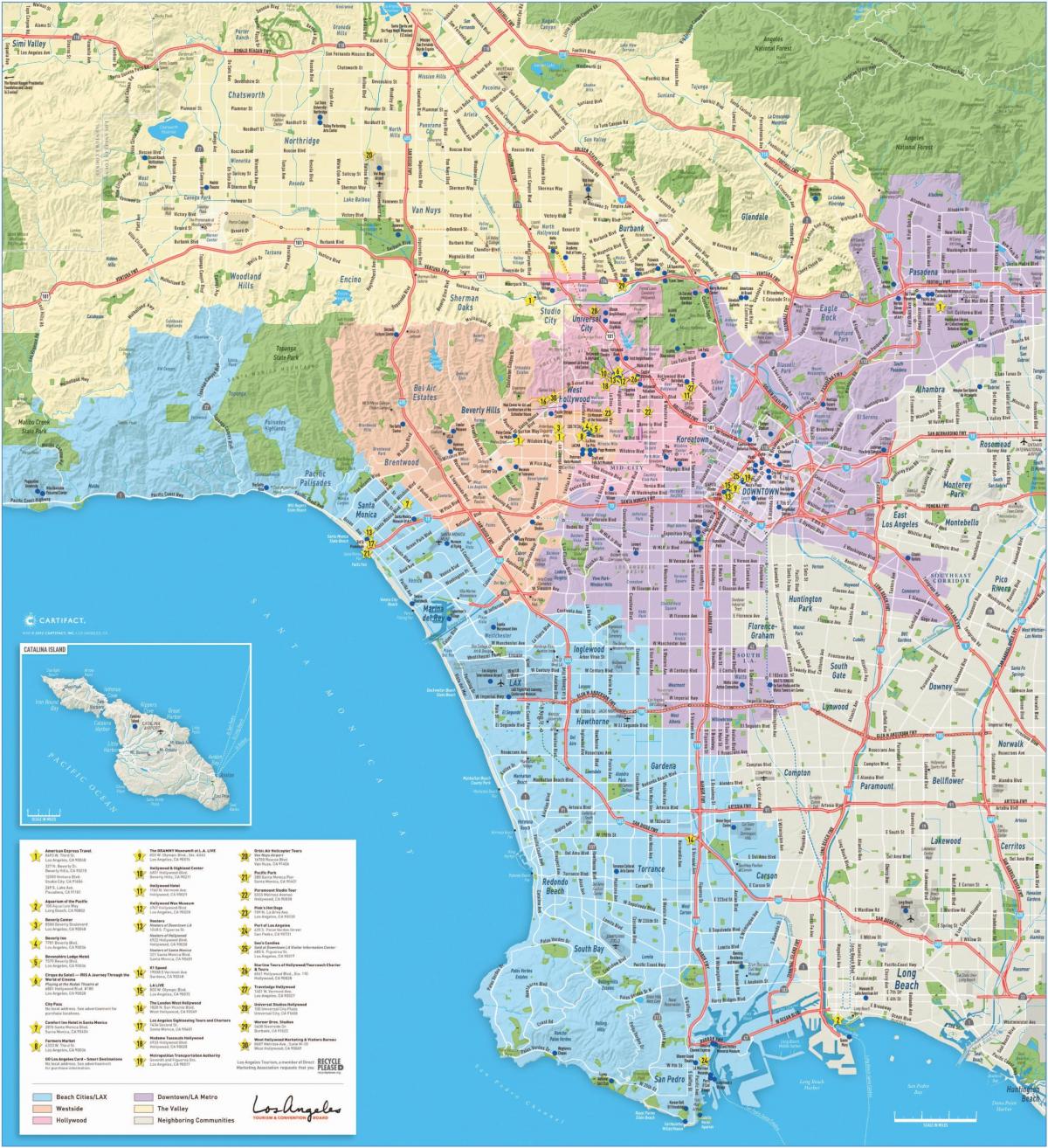 地图的大型地图的洛杉矶