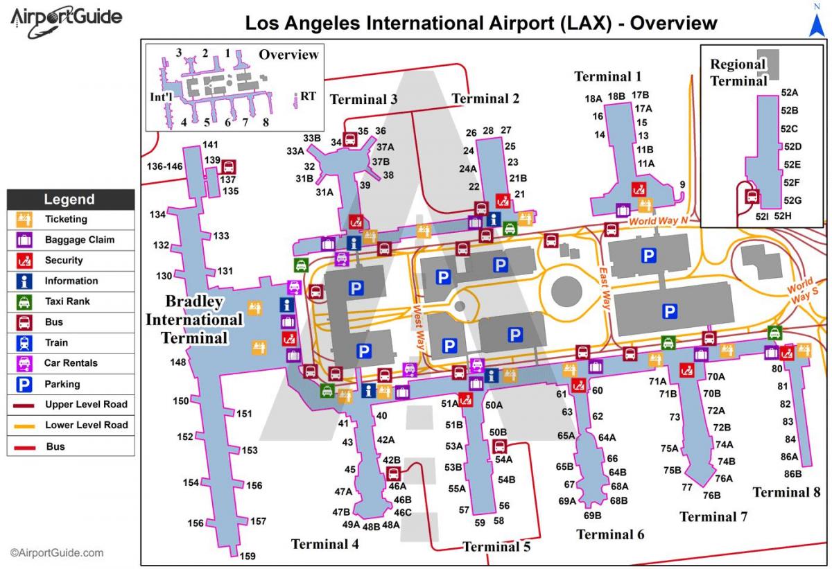 洛杉矶国际抵达的地图