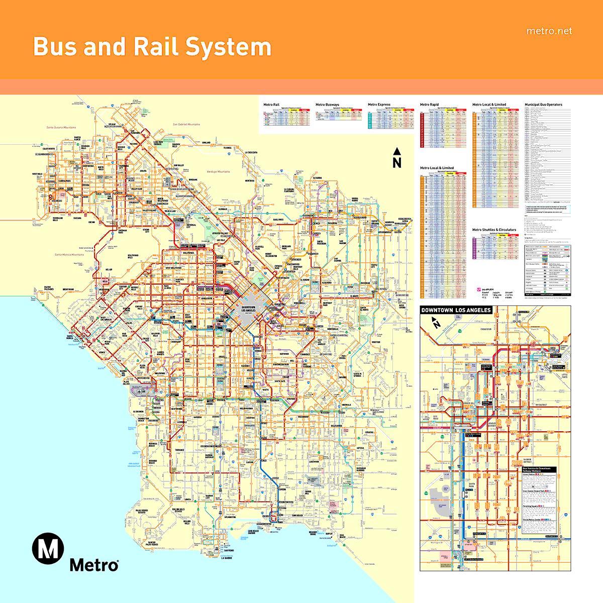 洛杉矶地铁公交车的地图