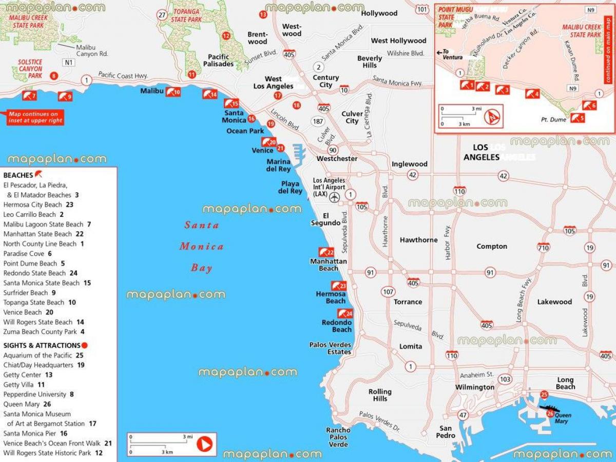 洛杉矶海滩的地图