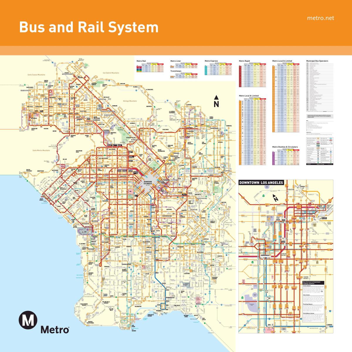 洛杉矶巴士路线的地图