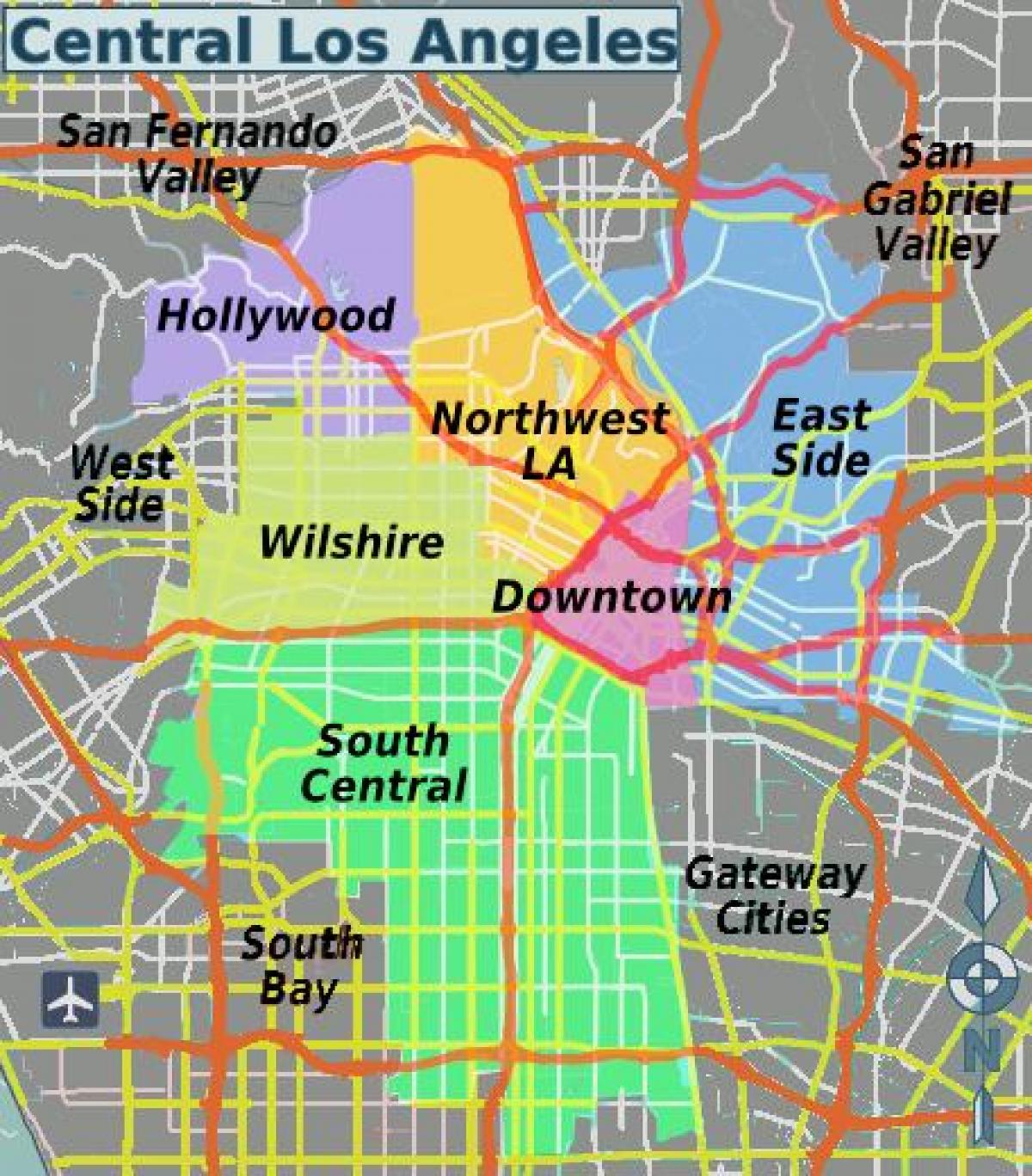 地图的洛杉矶市中心