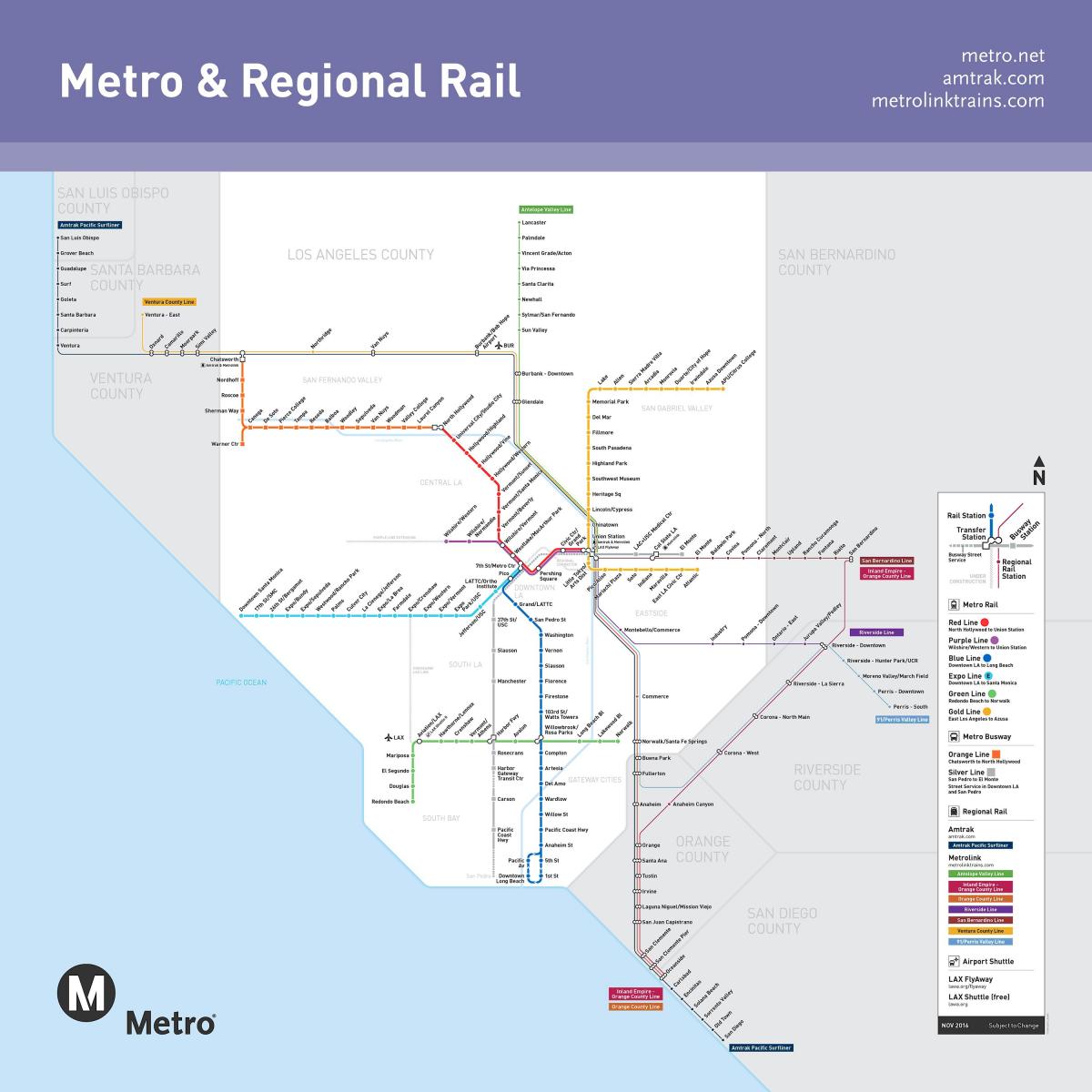LA地铁轻轨的地图