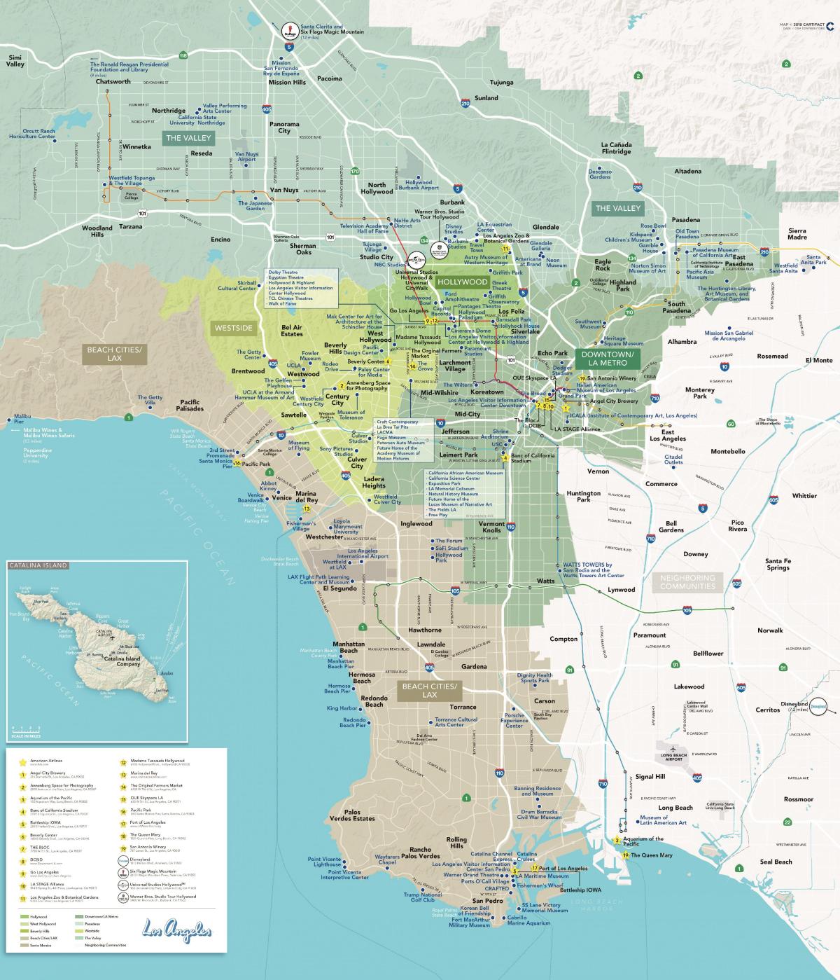 详细的地图洛杉矶加利福尼亚州