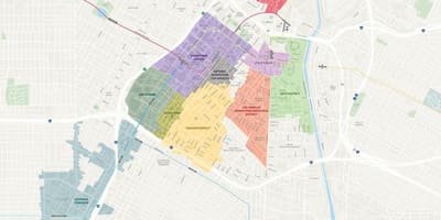 地图的洛杉矶市中心地区 