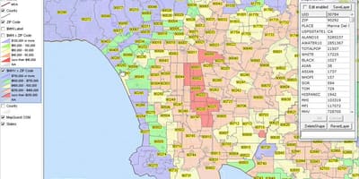 洛杉矶邮政编码的地图