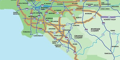 洛杉矶高速公路上拼车道的地图