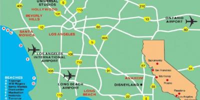 洛杉矶地区的机场的地图
