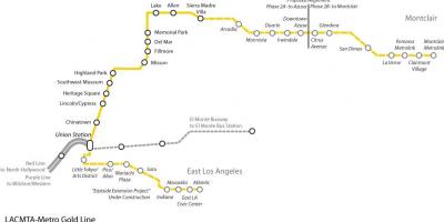 LA地铁的金的线路图