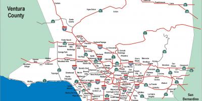 洛杉矶的公路的地图